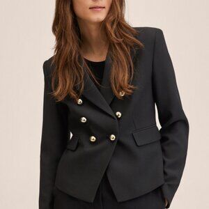 NWT Mango Elegant Black Double-Breasted Women's Blazer - size XXS